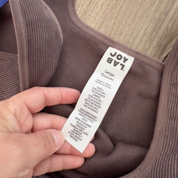 LabJoy Women’s Seamless Scoop Active Rib Bra – Brown, Size Large - Picture 3 of 5